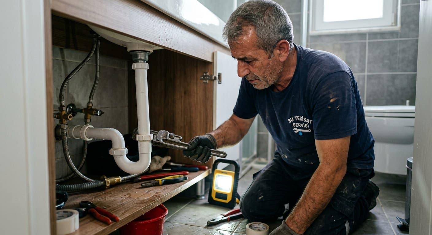 Lavabo alti pvc gider borusu tamir eden tesisatci | Demre Su Tesisatçısı | Antalya Su Tesisat